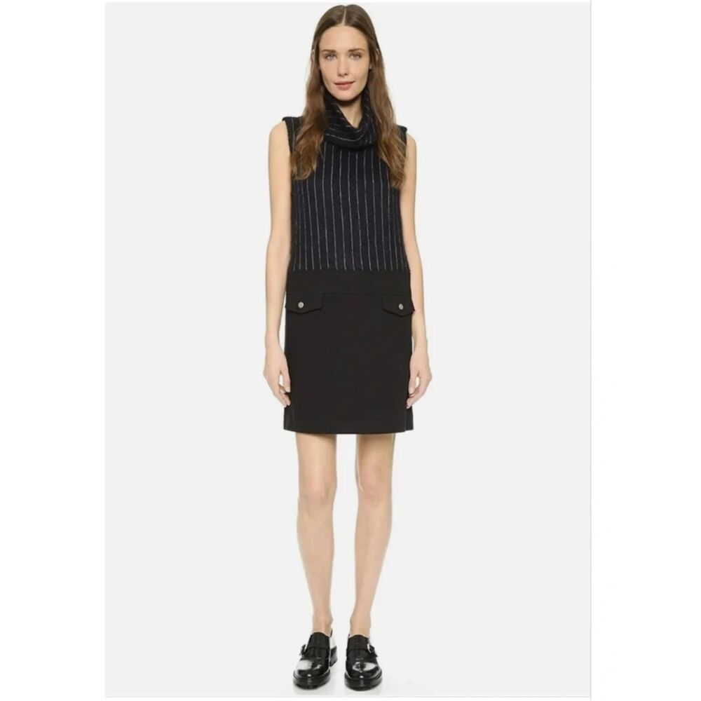 Sea New York Wool Mohair Pinstripe Dress Women's 2 Navy Black Preppy Career NWT